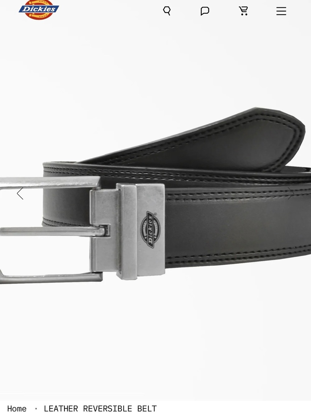 Dickies Black Leather Belt with Silver Buckle Size 34 Medium